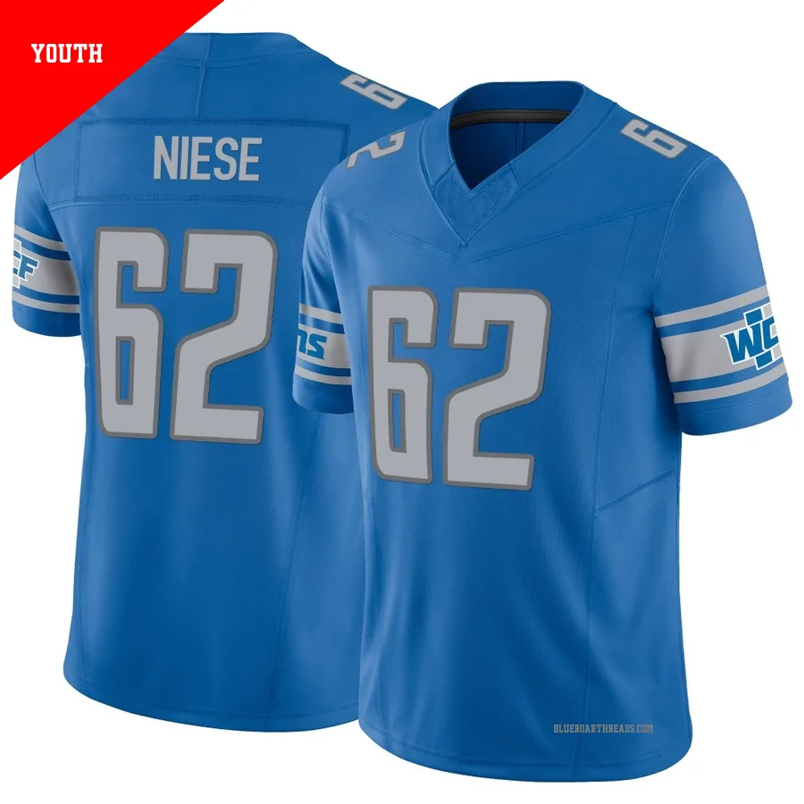 Youth Michael Niese ＃62 Detroit Lions Blue Limited Vapor F.U.S.E. Jersey
