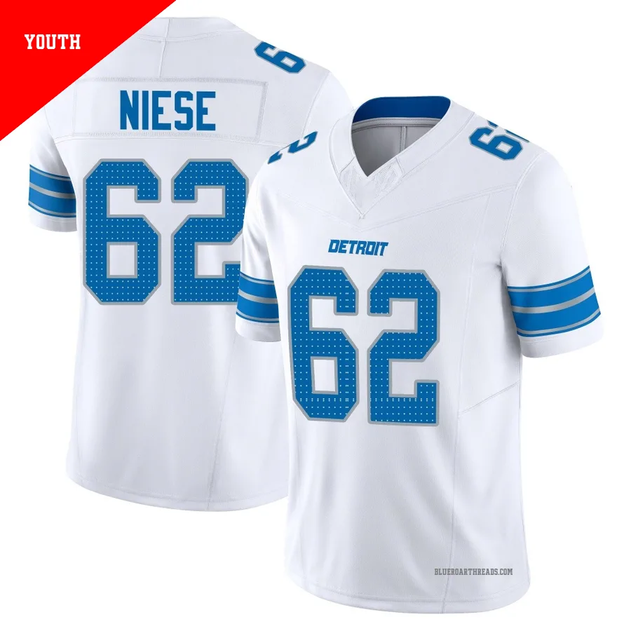 Youth Michael Niese ＃62 Detroit Lions White Limited Vapor F.U.S.E. 2nd Jersey