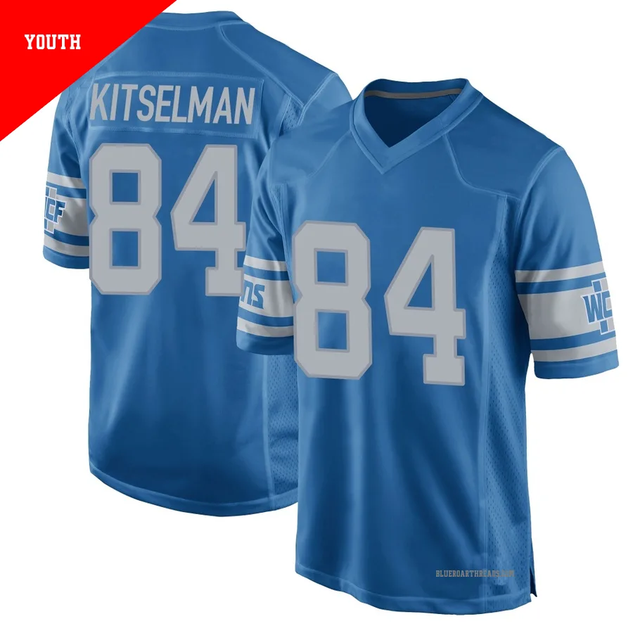 Youth Miles Kitselman ＃84 Detroit Lions Blue Game Throwback Vapor Untouchable Jersey