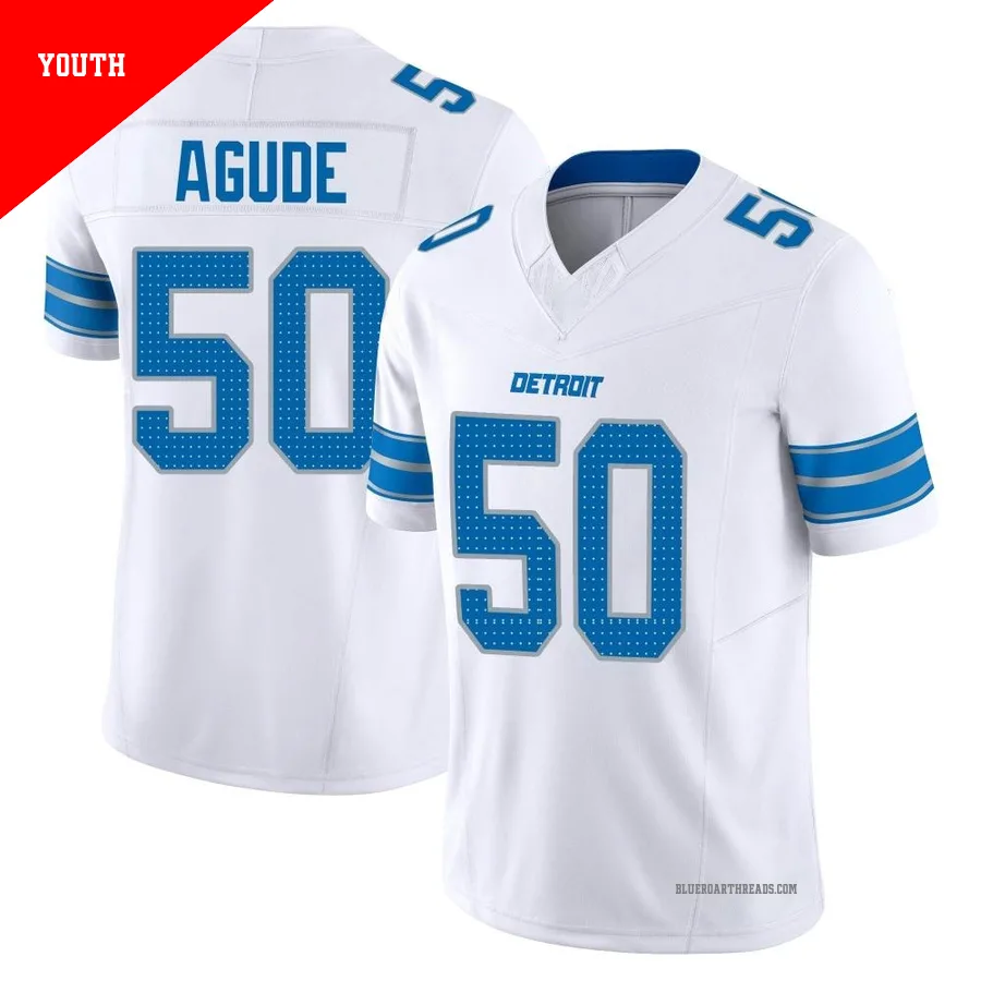 Youth Mitchell Agude ＃50 Detroit Lions White Limited Vapor F.U.S.E. 2nd Jersey