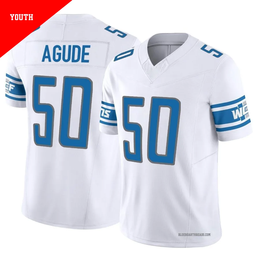 Youth Mitchell Agude ＃50 Detroit Lions White Limited Vapor F.U.S.E. Jersey