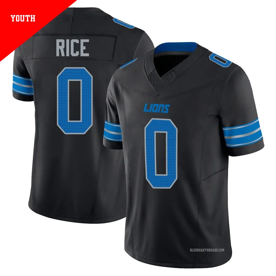 Youth Monty Rice ＃0 Detroit Lions Black Limited Alternate Vapor F.U.S.E. 2nd Jersey