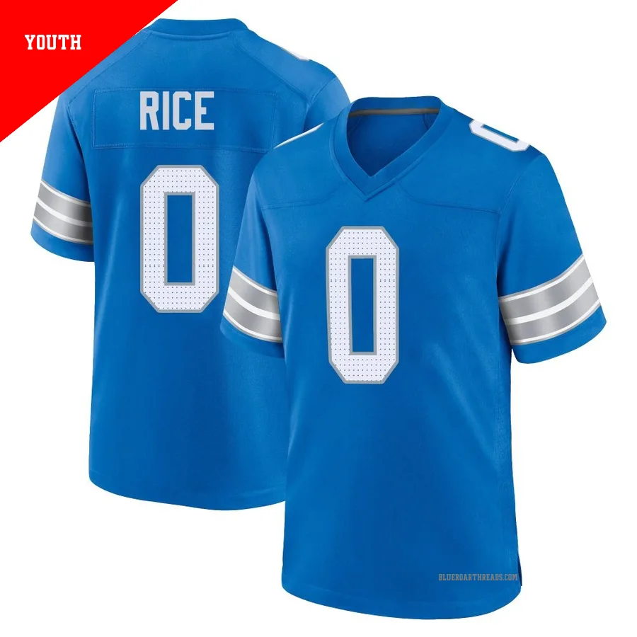 Youth Monty Rice ＃0 Detroit Lions Blue Game 2nd Jersey