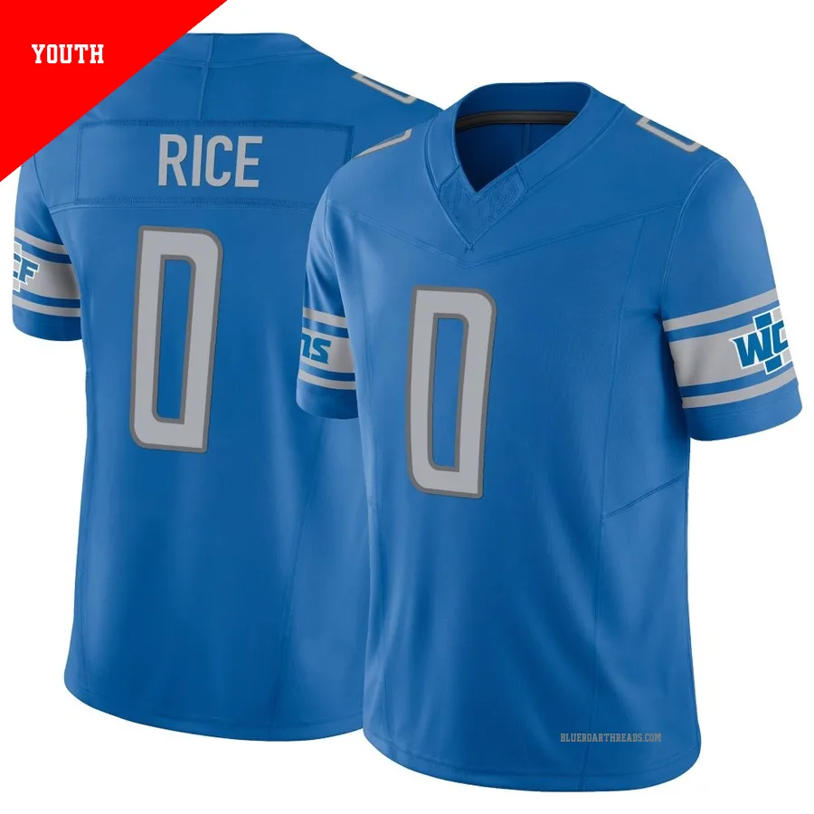 Youth Monty Rice ＃0 Detroit Lions Blue Limited Vapor F.U.S.E. Jersey