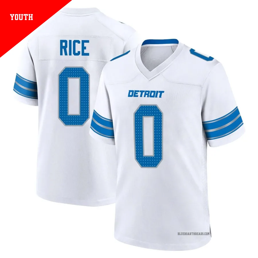 Youth Monty Rice ＃0 Detroit Lions White Game 2nd Jersey