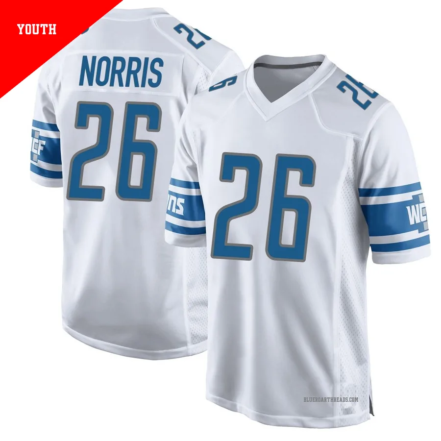 Youth Morice Norris ＃26 Detroit Lions White Game Jersey
