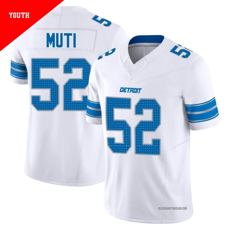 Youth Netane Muti ＃52 Detroit Lions White Limited Vapor F.U.S.E. 2nd Jersey
