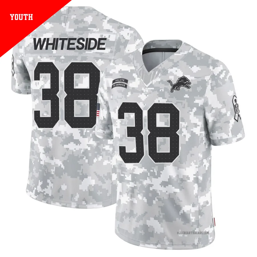 Youth Nick Whiteside ＃38 Detroit Lions Arctic Camo Limited 2024 Salute to Service Jersey