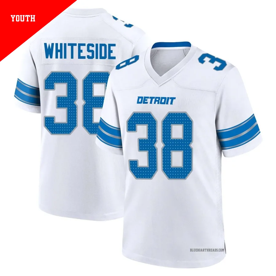 Youth Nick Whiteside ＃38 Detroit Lions White Game 2nd Jersey
