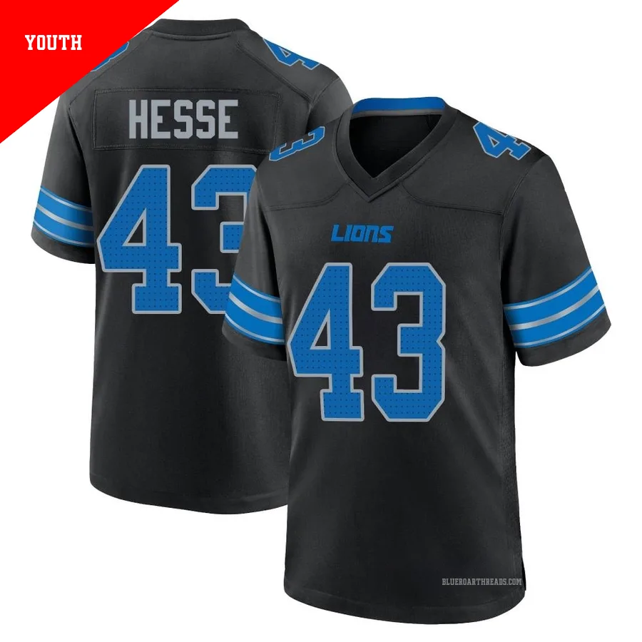 Youth Parker Hesse ＃43 Detroit Lions Black Game Alternate 2nd Jersey