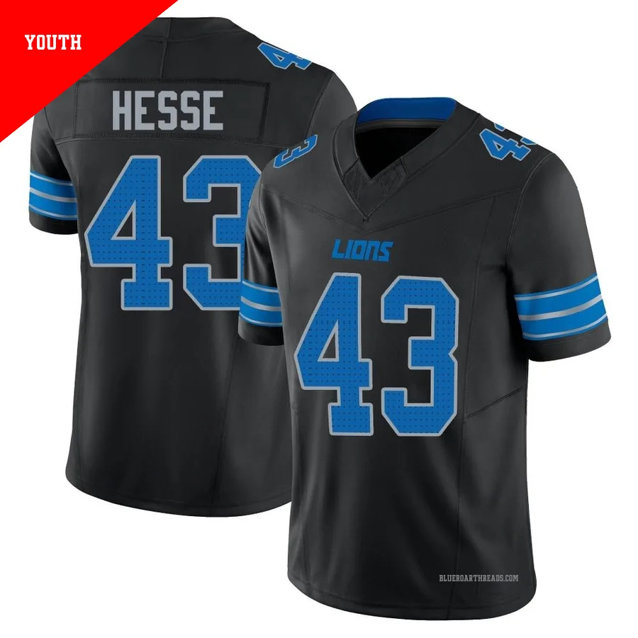 Youth Parker Hesse ＃43 Detroit Lions Black Limited Alternate Vapor F.U.S.E. 2nd Jersey