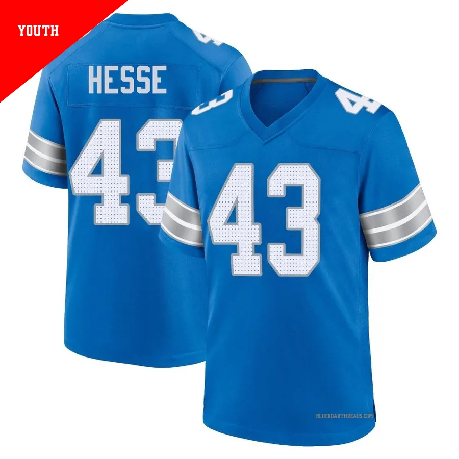 Youth Parker Hesse ＃43 Detroit Lions Blue Game 2nd Jersey