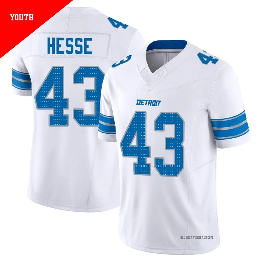 Youth Parker Hesse ＃43 Detroit Lions White Limited Vapor F.U.S.E. 2nd Jersey