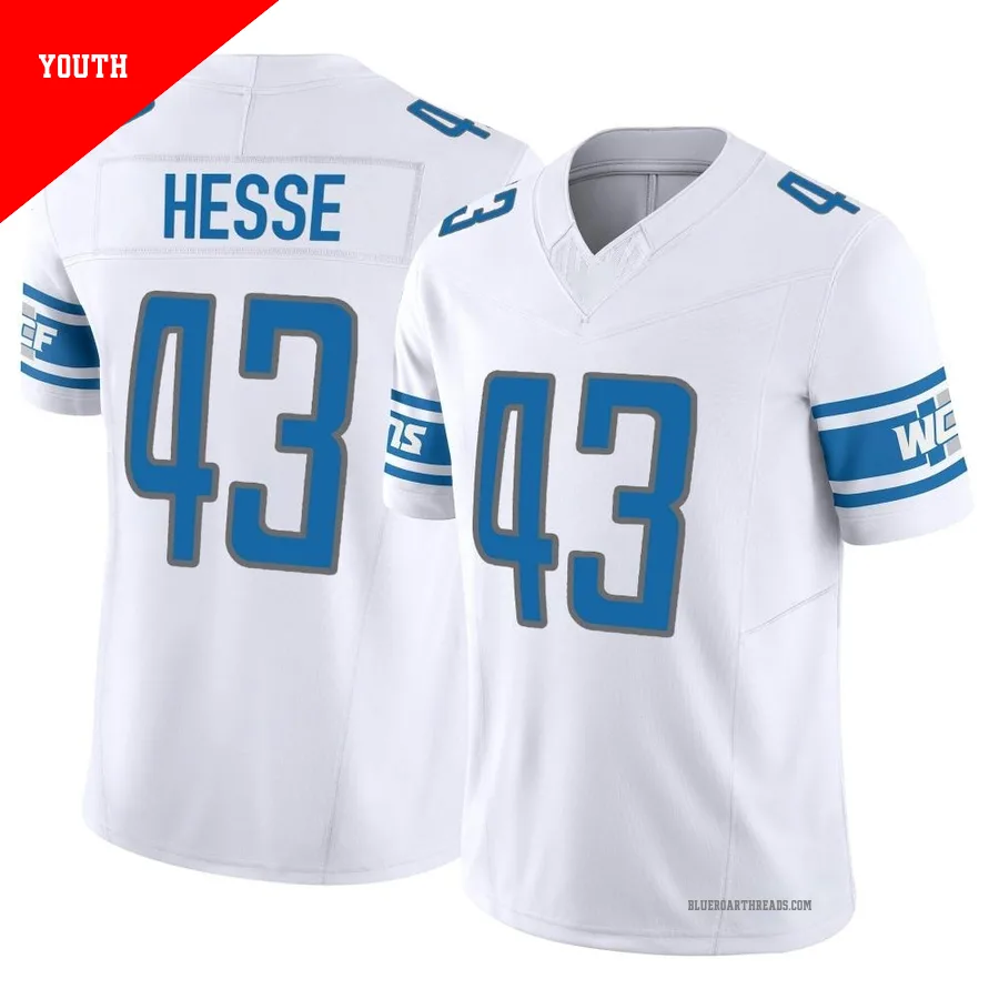 Youth Parker Hesse ＃43 Detroit Lions White Limited Vapor F.U.S.E. Jersey