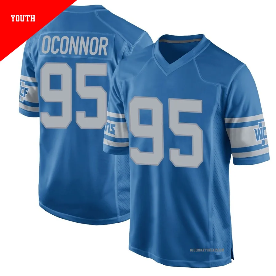 Youth Pat O'Connor ＃95 Detroit Lions Blue Game Throwback Vapor Untouchable Jersey