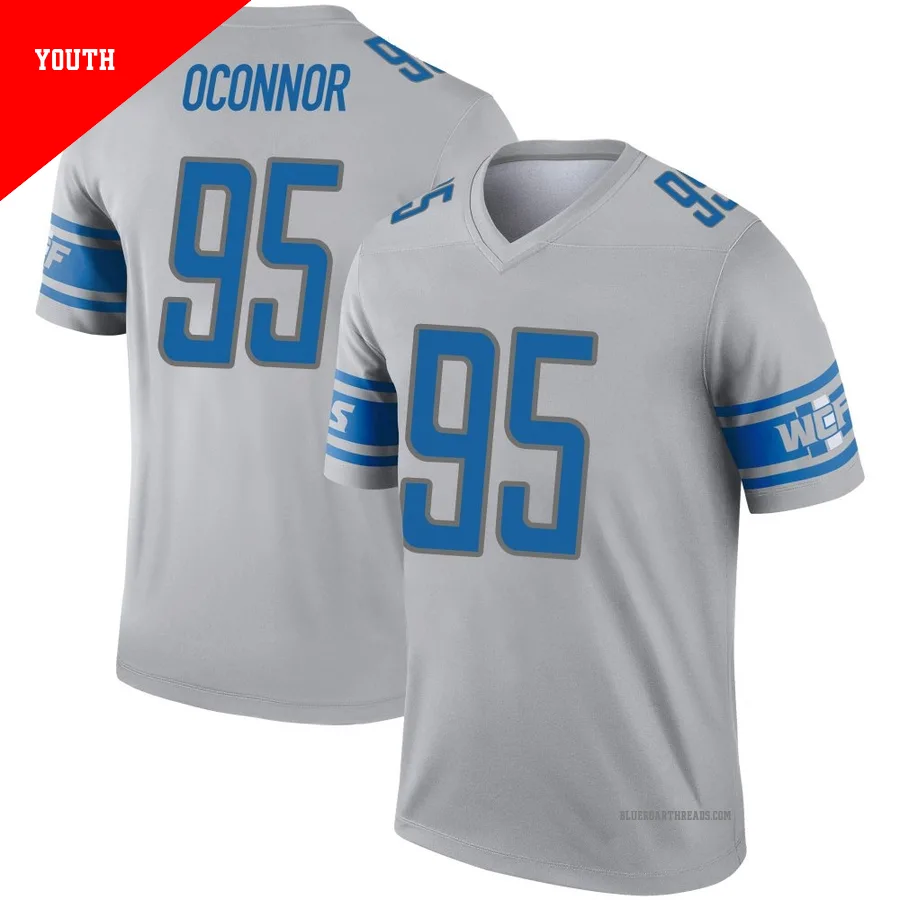 Youth Pat O'Connor ＃95 Detroit Lions Gray Legend Inverted Jersey