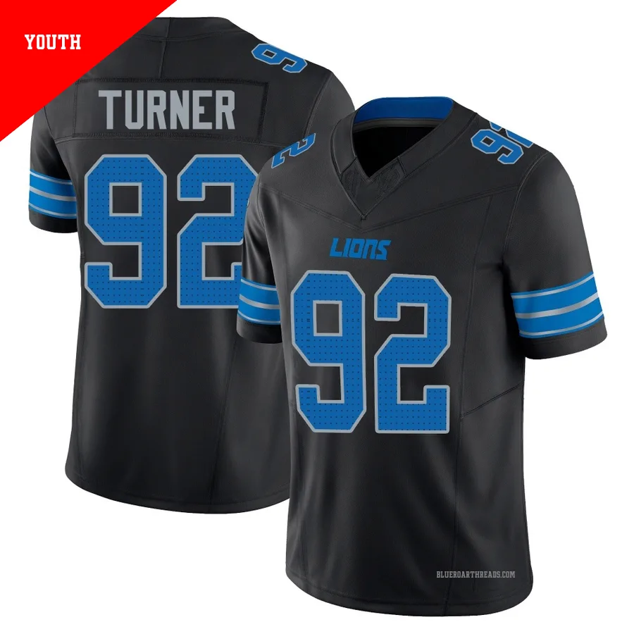 Youth Payton Turner ＃92 Detroit Lions Black Limited Alternate Vapor F.U.S.E. 2nd Jersey