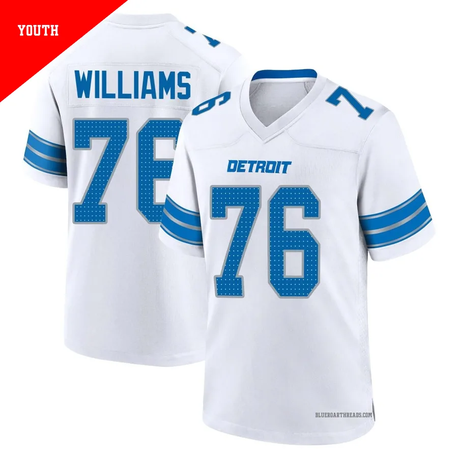 Youth Raequan Williams ＃76 Detroit Lions White Game 2nd Jersey