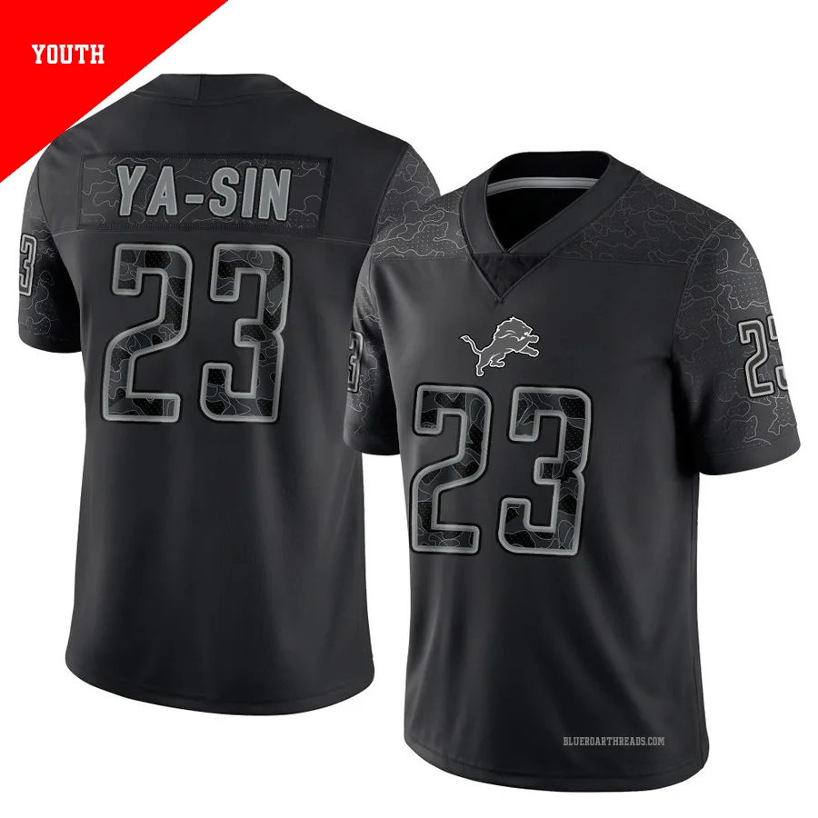 Youth Rock Ya-Sin ＃23 Detroit Lions Black Limited Reflective Jersey