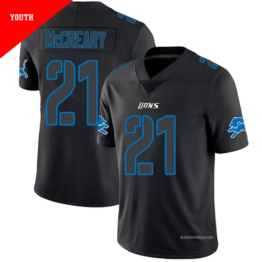 Youth Roger McCreary ＃21 Detroit Lions Black Impact Limited Jersey