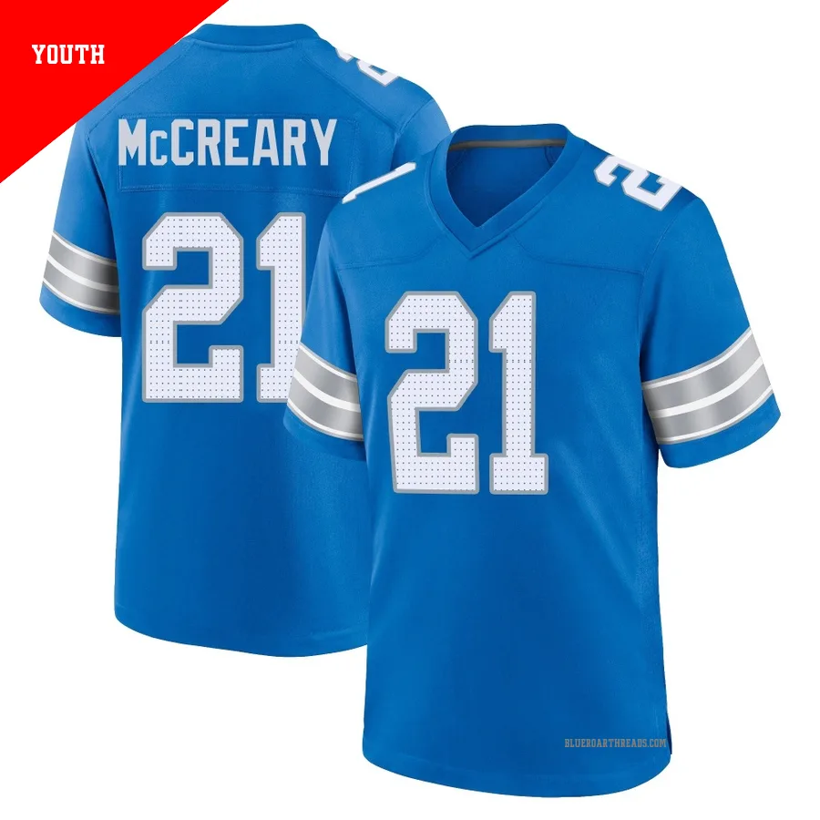 Youth Roger McCreary ＃21 Detroit Lions Blue Game 2nd Jersey