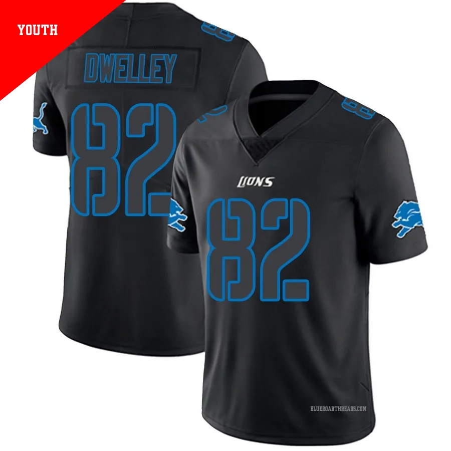 Youth Ross Dwelley ＃82 Detroit Lions Black Impact Limited Jersey