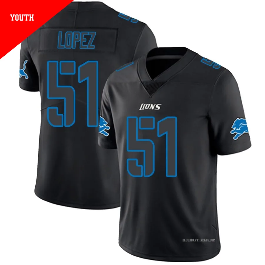 Youth Roy Lopez ＃51 Detroit Lions Black Impact Limited Jersey