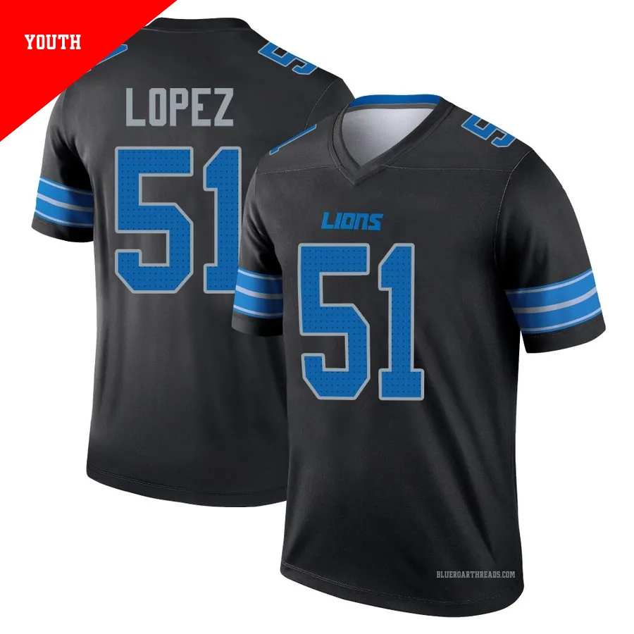 Youth Roy Lopez ＃51 Detroit Lions Black Legend Jersey