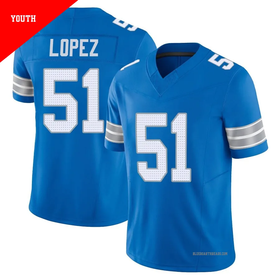 Youth Roy Lopez ＃51 Detroit Lions Blue Limited Vapor F.U.S.E. 2nd Jersey