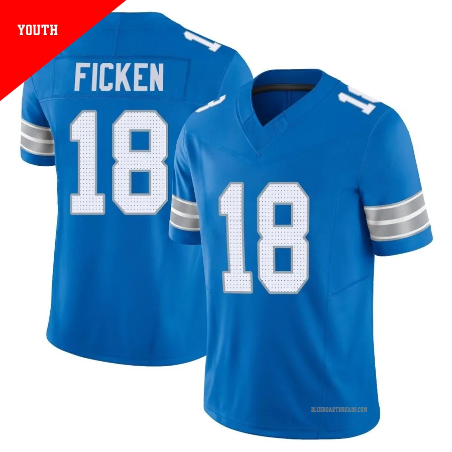 Youth Sam Ficken ＃18 Detroit Lions Blue Limited Vapor F.U.S.E. 2nd Jersey
