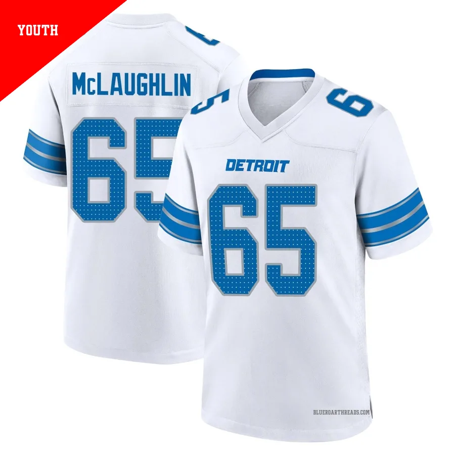 Youth Seth McLaughlin ＃65 Detroit Lions White Game 2nd Jersey