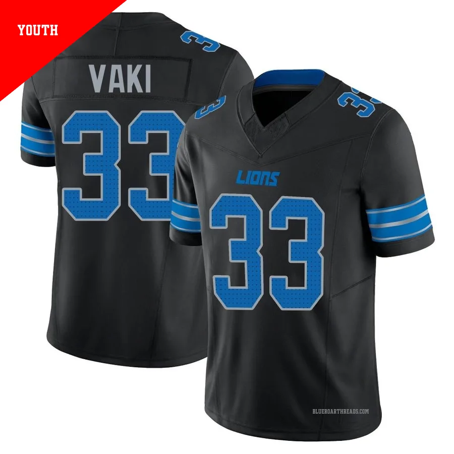 Youth Sione Vaki ＃33 Detroit Lions Black Limited Alternate Vapor F.U.S.E. 2nd Jersey