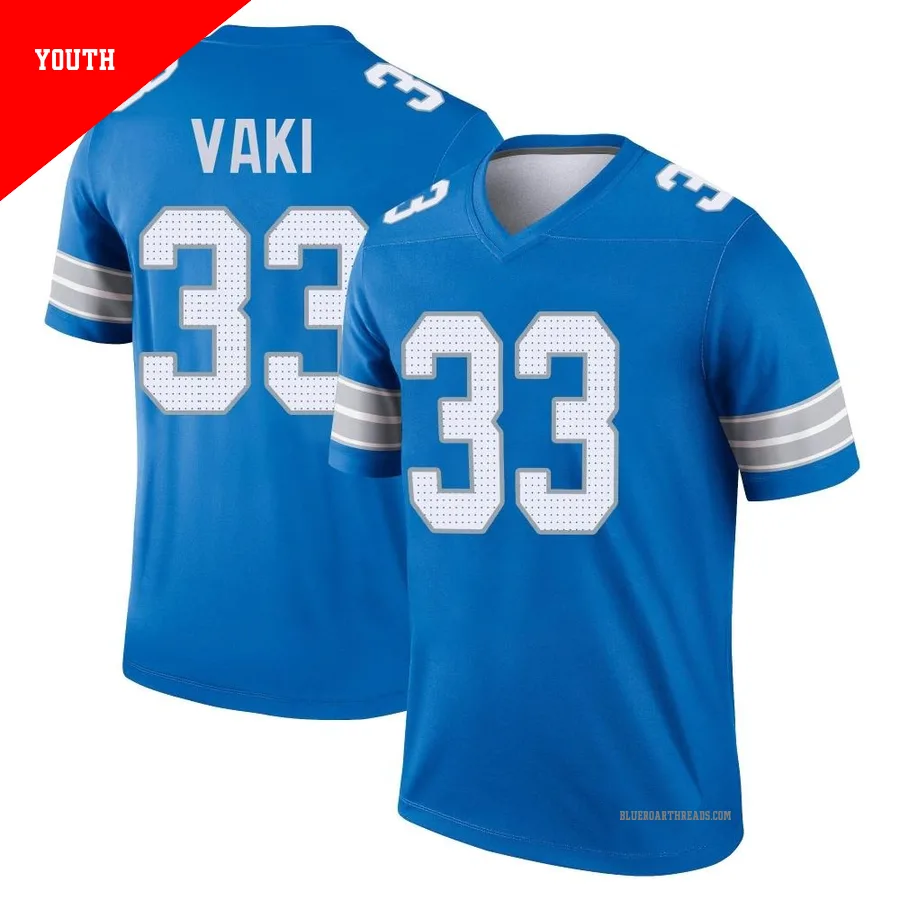 Youth Sione Vaki ＃33 Detroit Lions Blue Legend 2nd Jersey