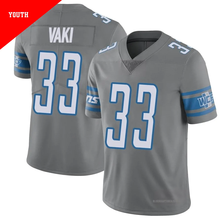 Youth Sione Vaki ＃33 Detroit Lions Limited Color Rush Steel Vapor Untouchable Jersey