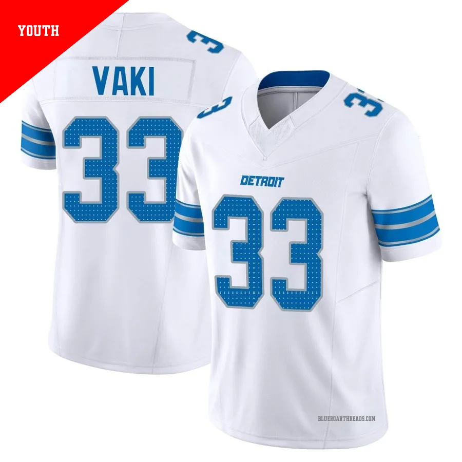 Youth Sione Vaki ＃33 Detroit Lions White Limited Vapor F.U.S.E. 2nd Jersey