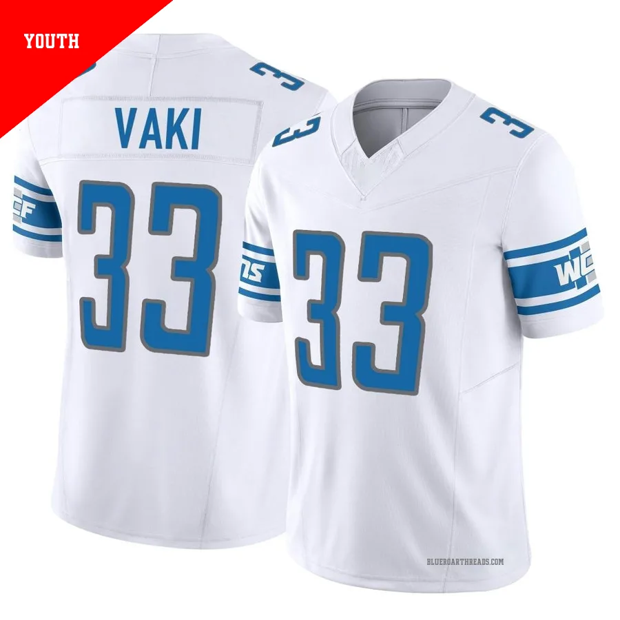 Youth Sione Vaki ＃33 Detroit Lions White Limited Vapor F.U.S.E. Jersey