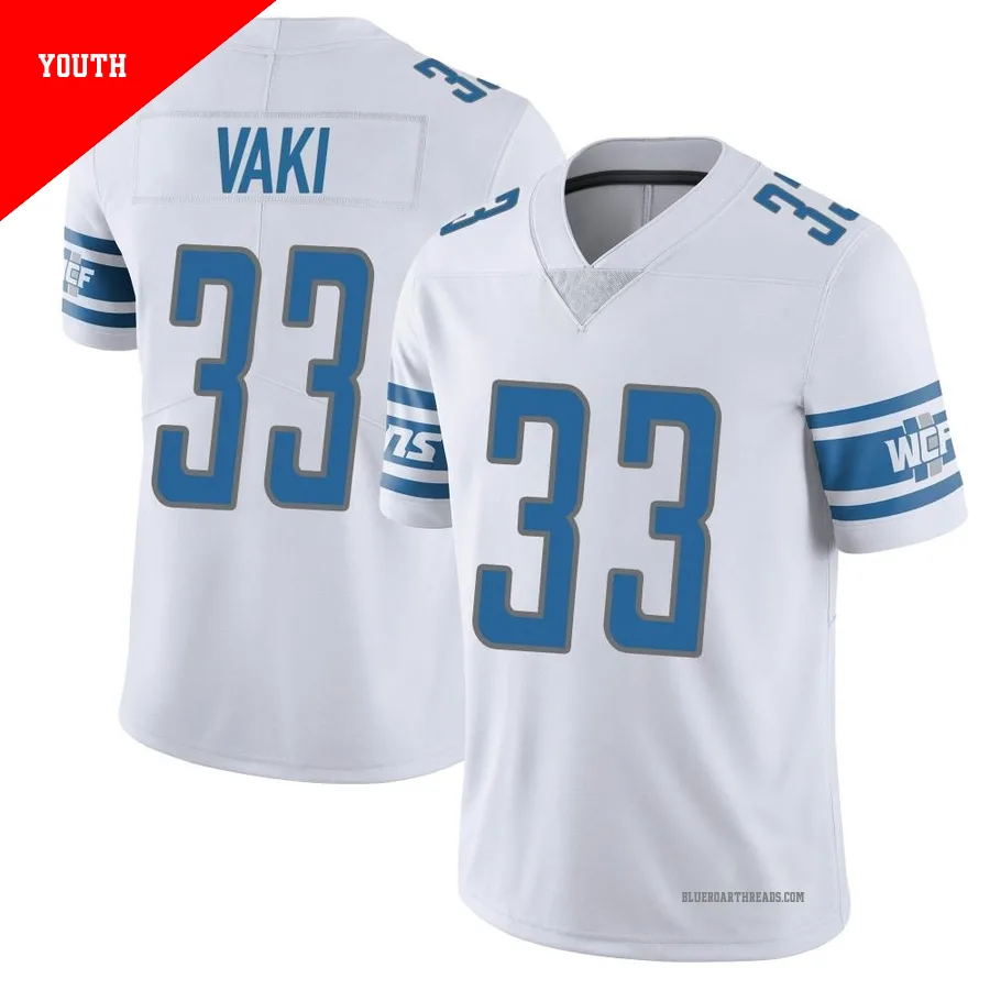 Youth Sione Vaki ＃33 Detroit Lions White Limited Vapor Untouchable Jersey