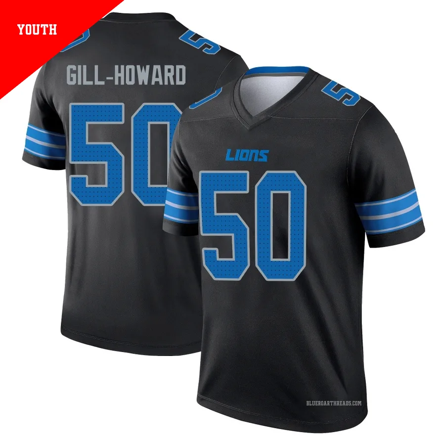 Youth Skyler Gill-Howard ＃50 Detroit Lions Black Legend Jersey