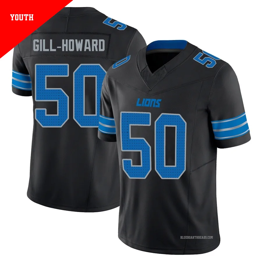 Youth Skyler Gill-Howard ＃50 Detroit Lions Black Limited Alternate Vapor F.U.S.E. 2nd Jersey