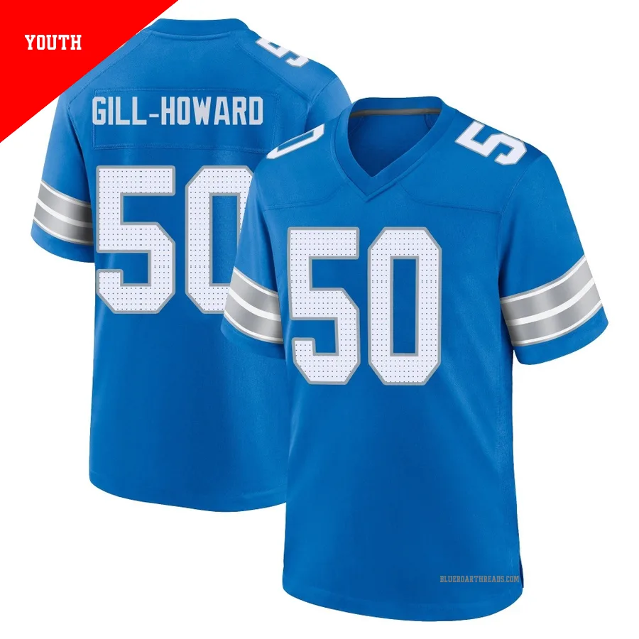 Youth Skyler Gill-Howard ＃50 Detroit Lions Blue Game 2nd Jersey
