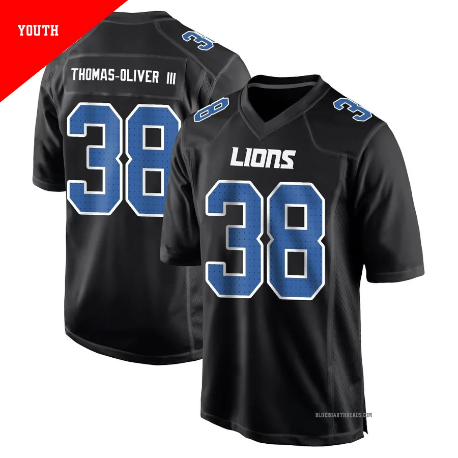 Youth Stantley Thomas-Oliver III ＃38 Detroit Lions Black Game Carbon Fashion Jersey