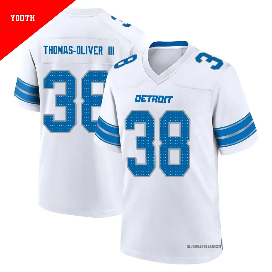 Youth Stantley Thomas-Oliver III ＃38 Detroit Lions White Game 2nd Jersey
