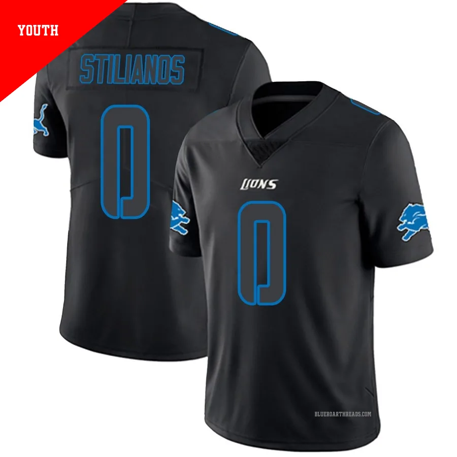 Youth Steven Stilianos ＃0 Detroit Lions Black Impact Limited Jersey