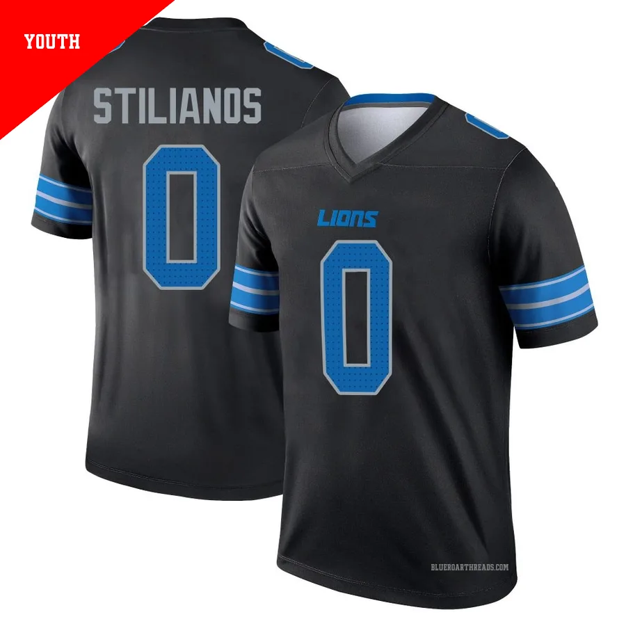 Youth Steven Stilianos ＃0 Detroit Lions Black Legend Jersey