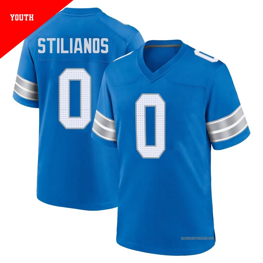 Youth Steven Stilianos ＃0 Detroit Lions Blue Game 2nd Jersey