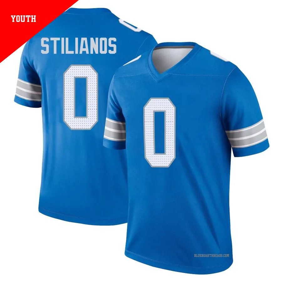 Youth Steven Stilianos ＃0 Detroit Lions Blue Legend 2nd Jersey
