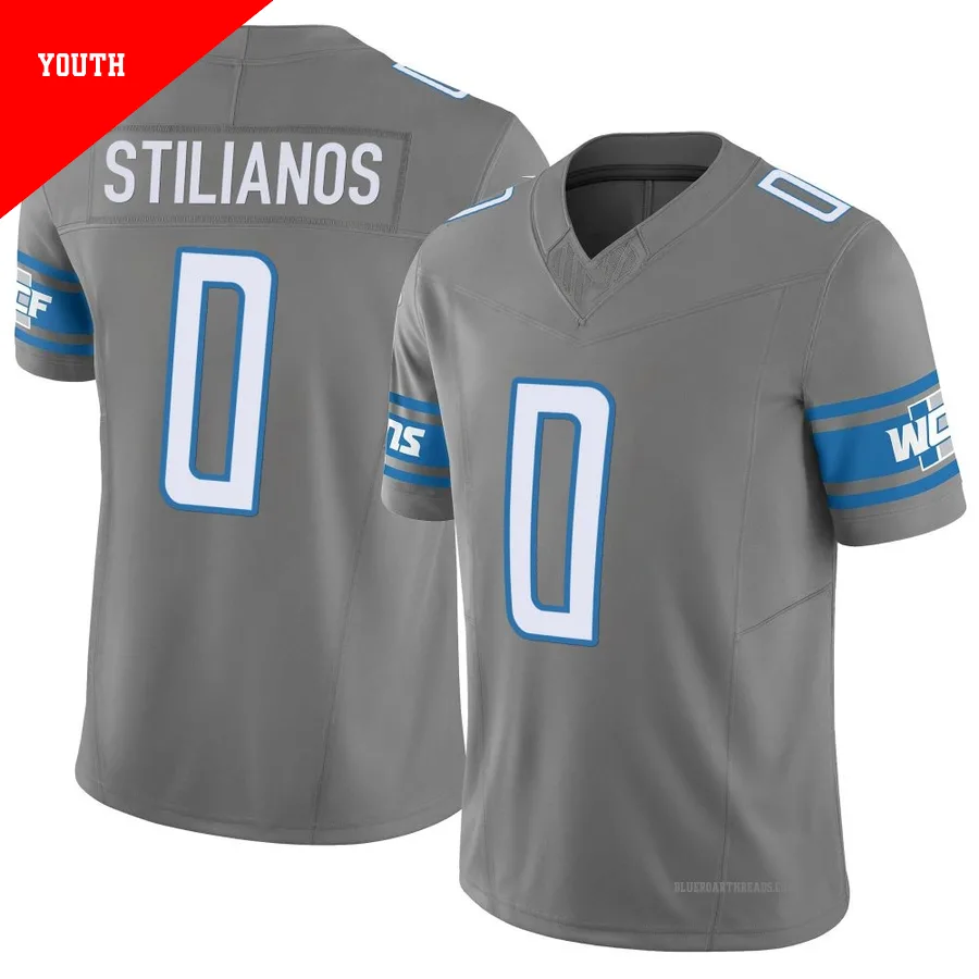 Youth Steven Stilianos ＃0 Detroit Lions Limited Silver Vapor F.U.S.E. Jersey