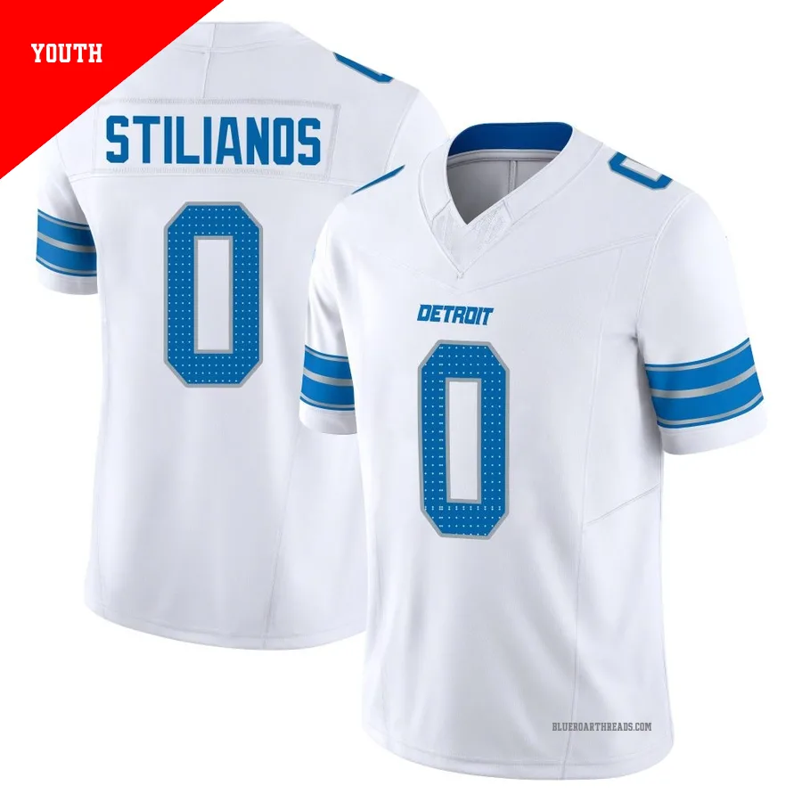 Youth Steven Stilianos ＃0 Detroit Lions White Limited Vapor F.U.S.E. 2nd Jersey