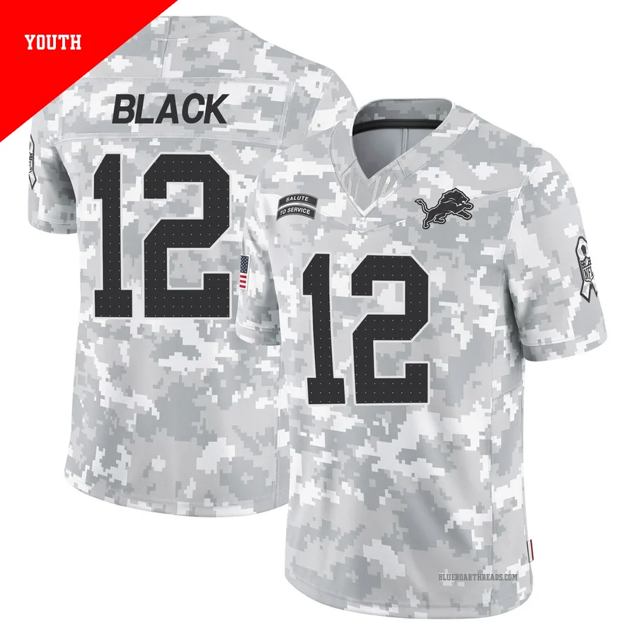 Youth Tarik Black ＃12 Detroit Lions Arctic Camo Limited 2024 Salute to Service Jersey