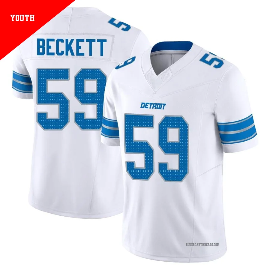 Youth Tavante Beckett ＃59 Detroit Lions White Limited Vapor F.U.S.E. 2nd Jersey